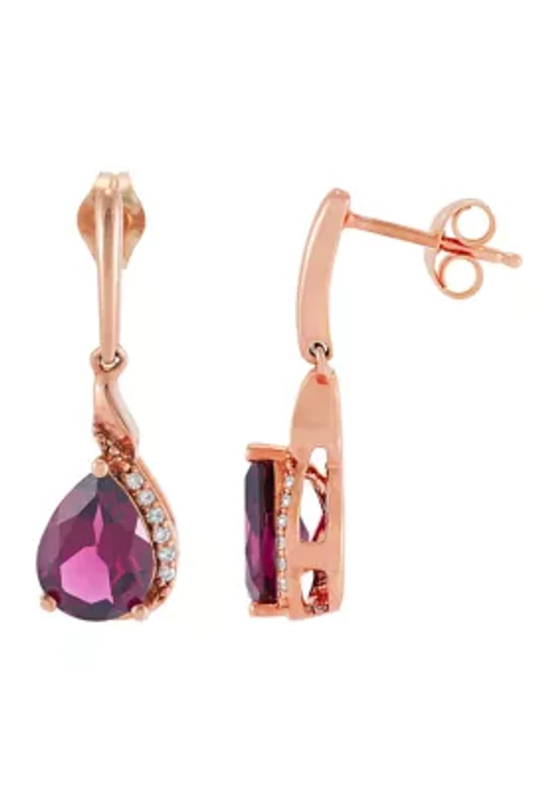 Rhodolite Garnet and Diamond Accent Earring in 10K Rose Gold