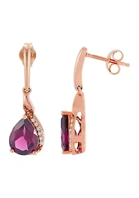 Rhodolite Garnet and Diamond Accent Earring in 10K Rose Gold