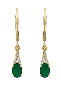 Diamond Accent and Emerald Earrings in 10K Yellow Gold