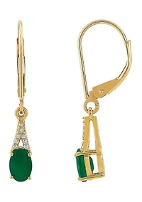 Diamond Accent and Emerald Earrings in 10K Yellow Gold