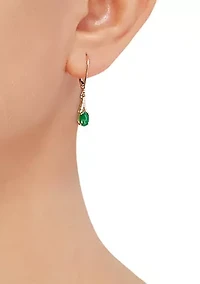 Diamond Accent and Emerald Earrings in 10K Yellow Gold