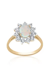 Opal and Diamond Ring in 10K Yellow Gold