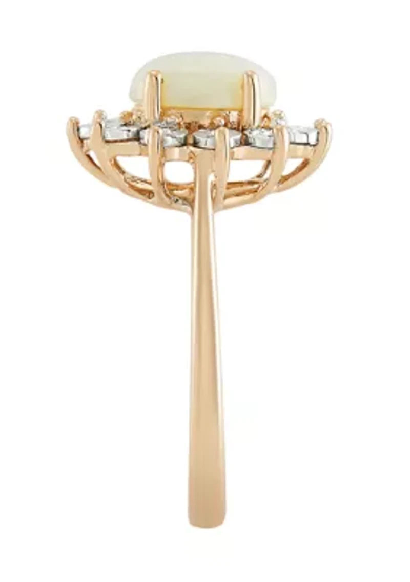 Opal and Diamond Ring in 10K Yellow Gold