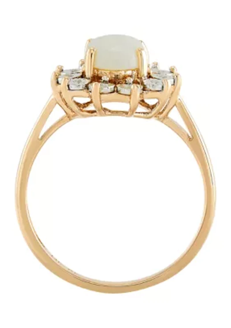 Opal and Diamond Ring in 10K Yellow Gold