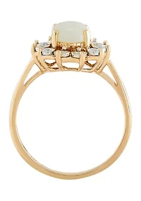 Opal and Diamond Ring in 10K Yellow Gold