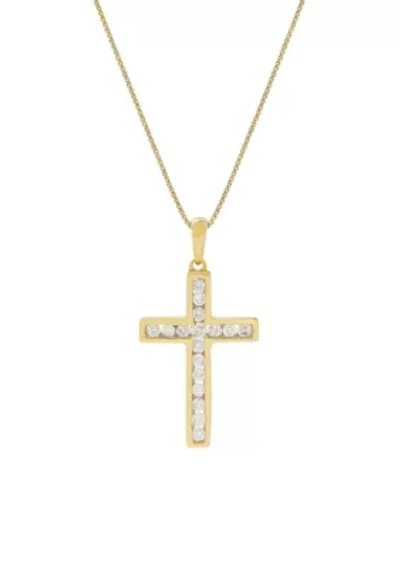 1/4 ct. t.w. Diamond Cross Pendant Necklace in 10k Yellow Gold 