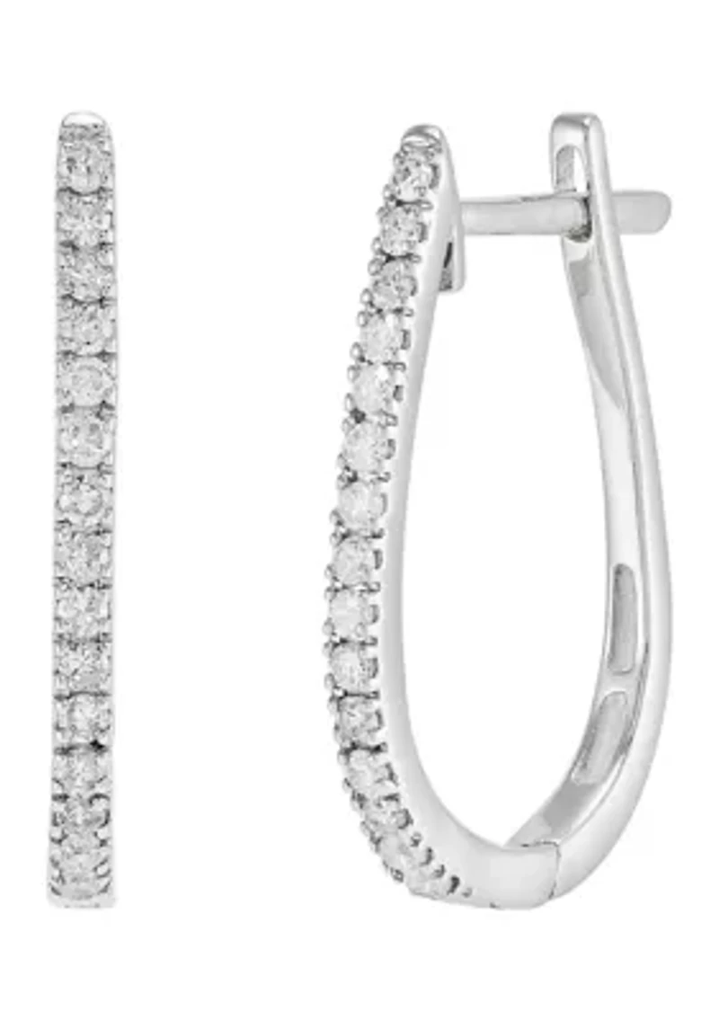 1/5 ct. t.w. Diamond Hoop Earrings in 10K White Gold
