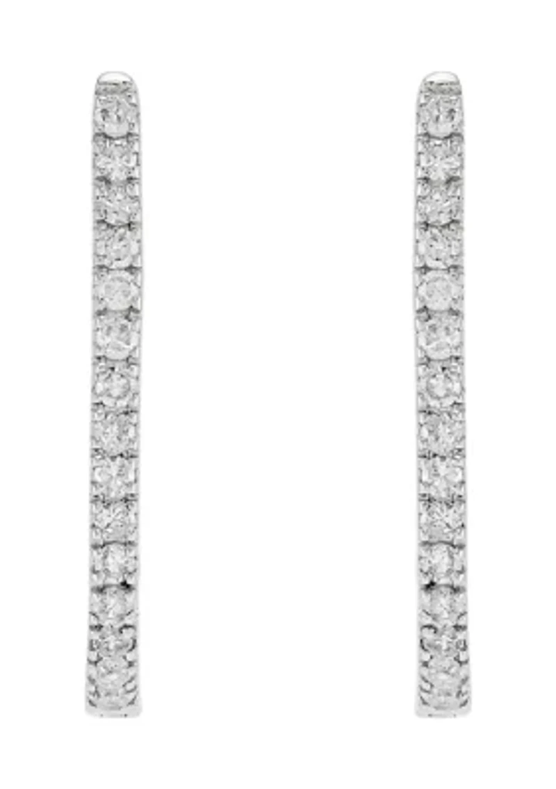 1/5 ct. t.w. Diamond Hoop Earrings in 10K White Gold