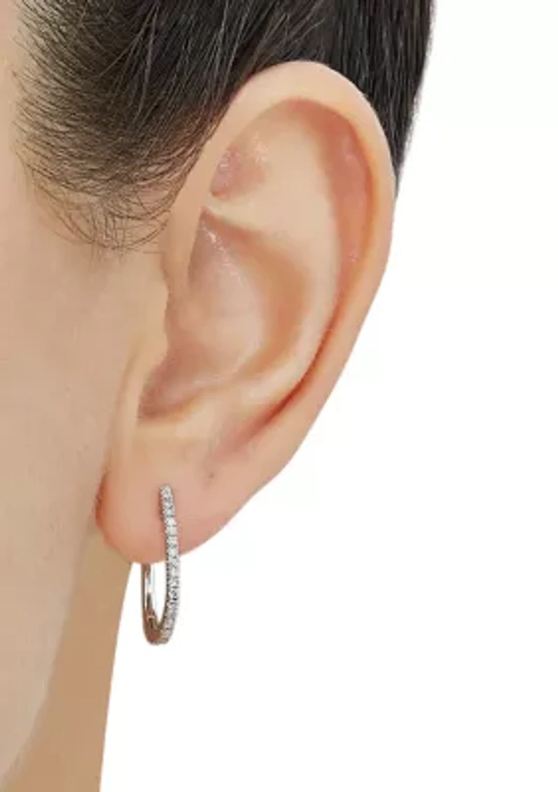 1/5 ct. t.w. Diamond Hoop Earrings in 10K White Gold