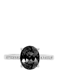 2.2 ct. t.w. Onyx and 0.042 ct. t.w. Diamond Ring in Sterling Silver