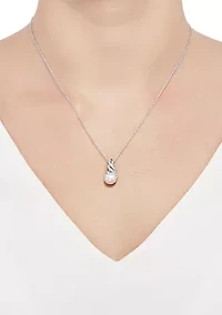 1/10 ct. t.w. Diamond and Pearl Pendant with 18" Rope Chain and Earrings Set in Sterling Silver 