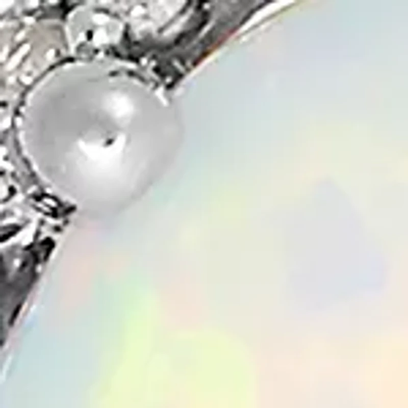 Created Opal, Blue Topaz and Diamond Pendant in Sterling Silver