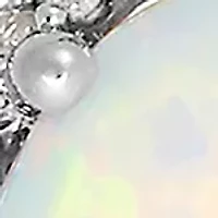 Created Opal, Blue Topaz and Diamond Pendant in Sterling Silver
