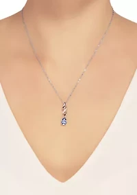 Blue Topaz and Diamond Necklace in Sterling Silver