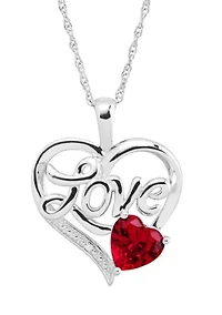 1/10 ct. t.w. Lab Grown Diamond and Lab Grown Sapphire Heart Pendant Necklace with 18" Rope Chain in Sterling Silver