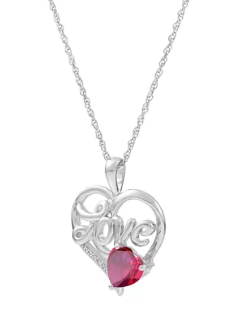 1/10 ct. t.w. Lab Grown Diamond and Lab Grown Sapphire Heart Pendant Necklace with 18" Rope Chain in Sterling Silver