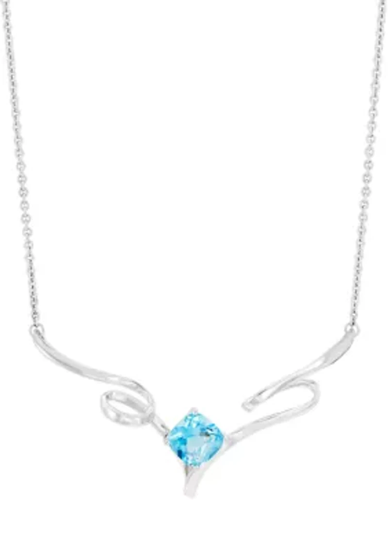 Swiss Blue Topaz Neckalce in Sterling Silver