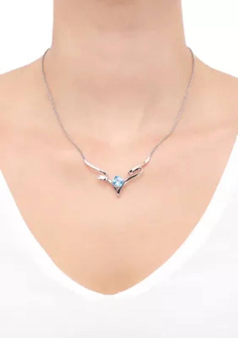 Swiss Blue Topaz Neckalce in Sterling Silver