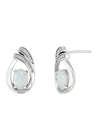 1/10 ct. t.w. Lab-Created Diamond and Opal Tear Drop Earrings in Sterling Silver