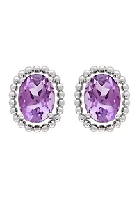 Purple Amethyst Earrings in Sterling Silver
