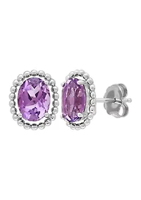 Purple Amethyst Earrings in Sterling Silver