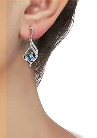 Swiss Blue Topaz and White Topaz Earrings in Sterling Silver