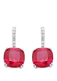 5.82 ct. t.w. Created Ruby and 1/10 ct. t.w. Diamond Drop Earrings in Sterling Silver