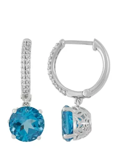 4.5 ct. t.w. Swiss Blue Topaz and White Topaz Huggie Earrings in Sterling Silver