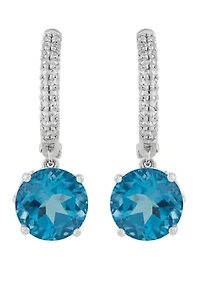 4.5 ct. t.w. Swiss Blue Topaz and White Topaz Huggie Earrings in Sterling Silver