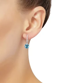 4.5 ct. t.w. Swiss Blue Topaz and White Topaz Huggie Earrings in Sterling Silver