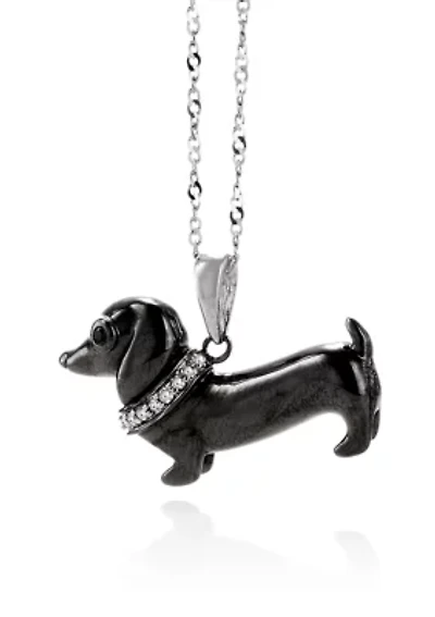 0.03 ct. t.w. Diamond Dachshund Pendant in Sterling Silver