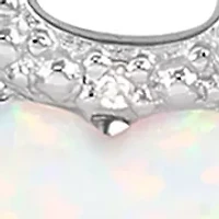 Lab Grown Diamond and Opal Angel and Evil Pendant with 18" Rope Chain in Sterling Silver