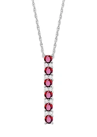 Created Ruby and Created White Sapphire Necklace in Sterling Silver with 18" Cable Chain