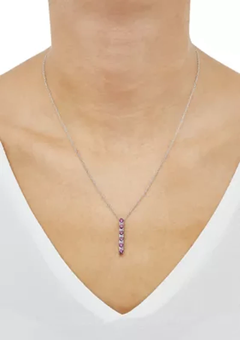 Created Ruby and Created White Sapphire Necklace in Sterling Silver with 18" Cable Chain