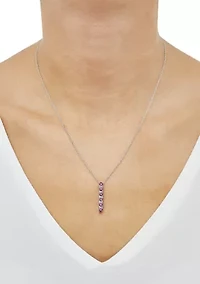 Created Ruby and Created White Sapphire Necklace in Sterling Silver with 18" Cable Chain