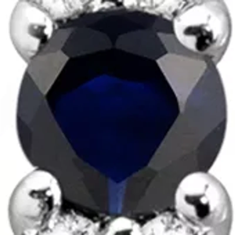 Created Sapphire and Created White Sapphire Necklace in Sterling Silver with 18" Cable Chain