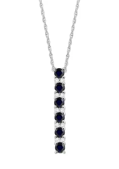Created Sapphire and Created White Sapphire Necklace in Sterling Silver with 18" Cable Chain