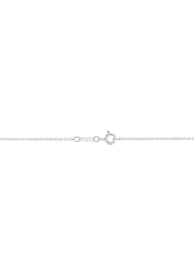 Created Sapphire and Created White Sapphire Necklace in Sterling Silver with 18" Cable Chain