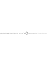 Created Sapphire and Created White Sapphire Necklace in Sterling Silver with 18" Cable Chain