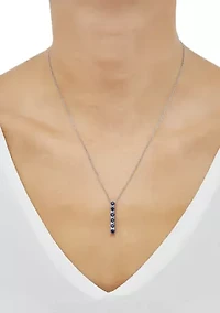 Created Sapphire and Created White Sapphire Necklace in Sterling Silver with 18" Cable Chain