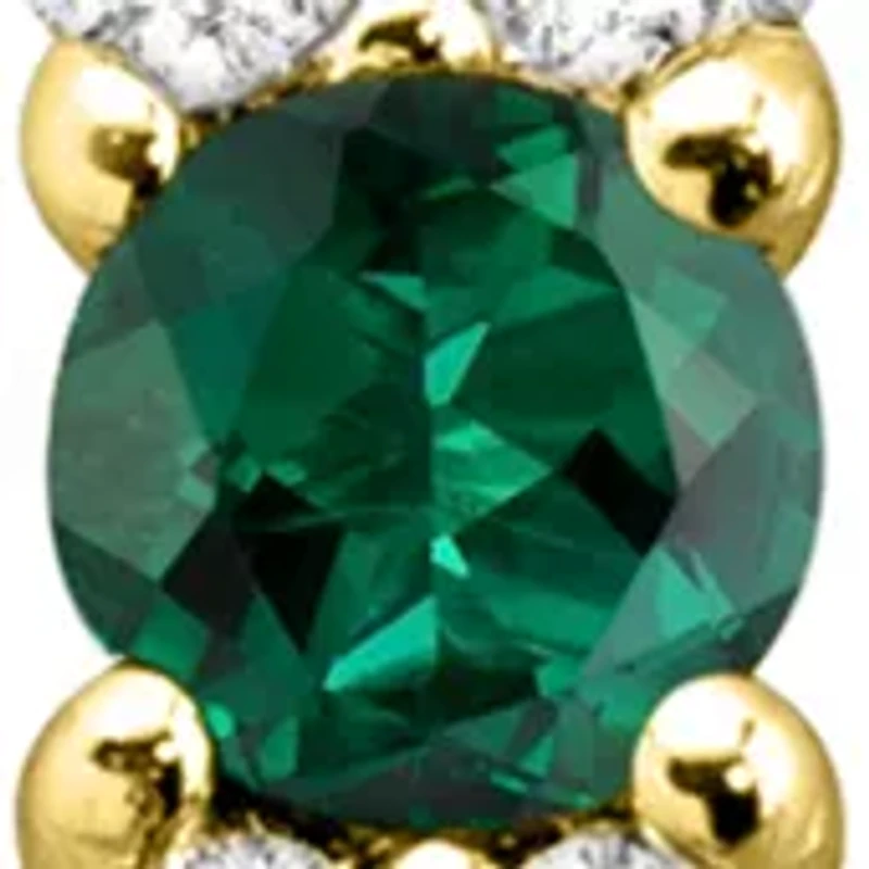 Created Emerald and Created White Sapphire Necklace in Sterling Silver with 18" Cable Chain