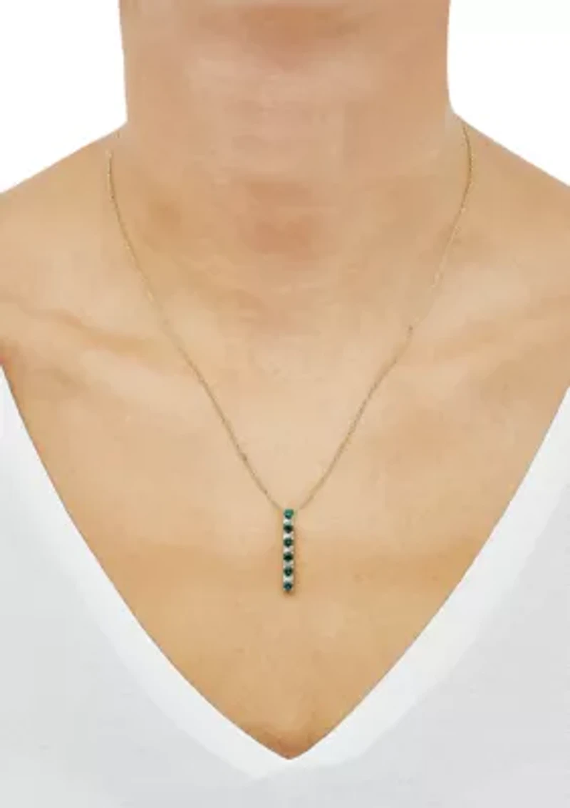 Created Emerald and Created White Sapphire Necklace in Sterling Silver with 18" Cable Chain