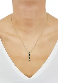 Created Emerald and Created White Sapphire Necklace in Sterling Silver with 18" Cable Chain
