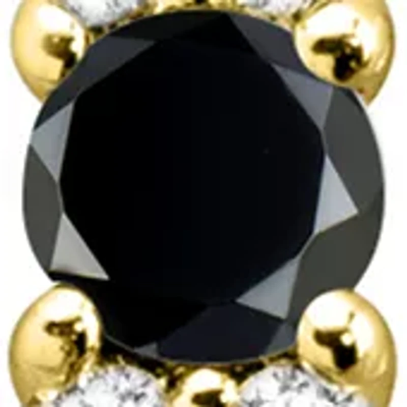 Onyx and Created White Sapphire Necklace in Sterling Silver with 18" Cable Chain