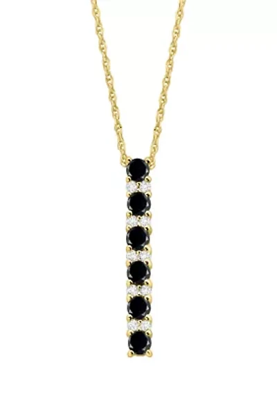Onyx and Created White Sapphire Necklace in Sterling Silver with 18" Cable Chain