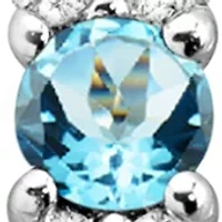 Swiss Blue Topaz and Created White Sapphire Necklace in Sterling Silver with 18" Cable Chain