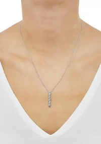 Swiss Blue Topaz and Created White Sapphire Necklace in Sterling Silver with 18" Cable Chain
