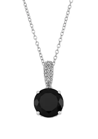3.3 ct. t.w. Onyx and White Topaz Chain Pendant Necklace in Sterling Silver
