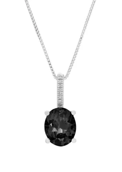 2.2 ct. t.w. Onyx and 1/10 ct. t.w. Diamond Oval Pendant Necklace in Sterling Silver