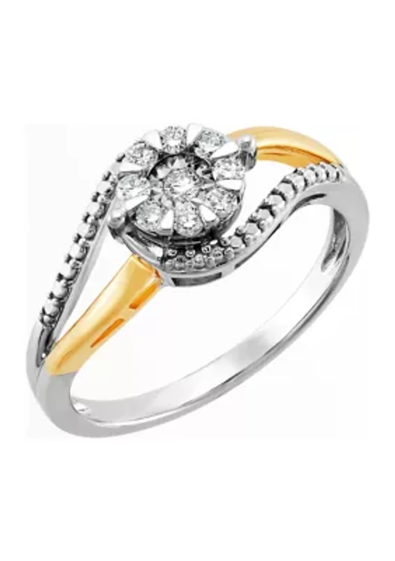 1/5 ct. t.w. Diamond Swirl Ring in 14K Yellow Gold over Sterling Silver